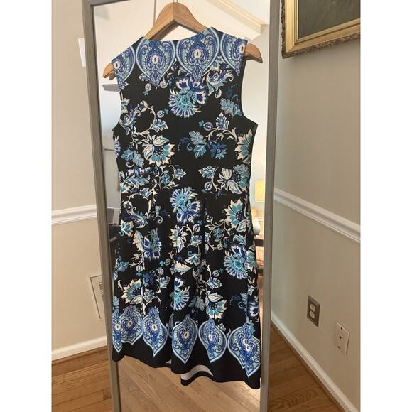 En Focus Studios dress women 10 Navy textured‎ floral Fit And flare - Picture 3 of 5